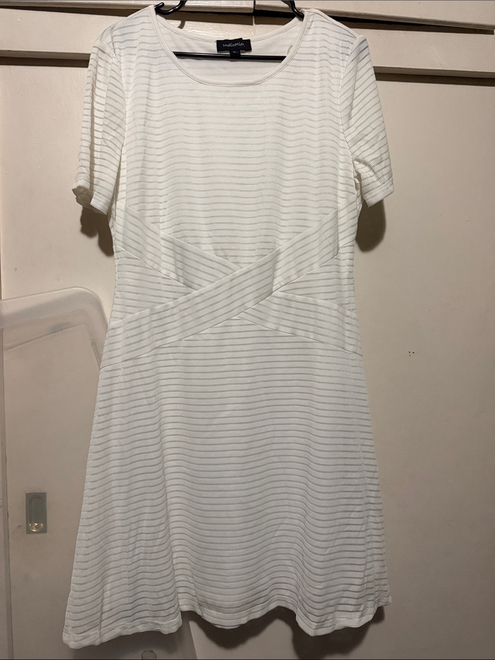 Textured Crisscross Midi Dress in White